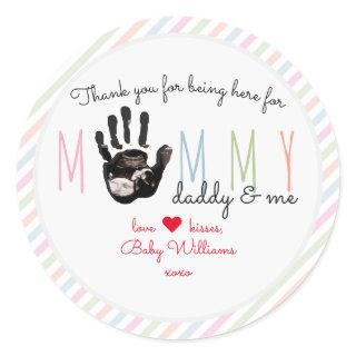 Message from the Bump Ultrasound Cute Baby Shower Classic Round Sticker