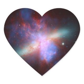 Messier 82 NGC 3034 Cigar Galaxy M82 Composite Heart Sticker