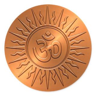 Metal Embossed Decorative Om Sign Classic Round Sticker