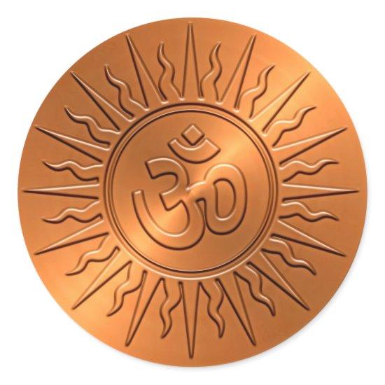 Metal Embossed Decorative Om Sign Classic Round Sticker