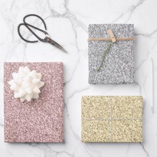 Metal Glitter  Flat Sheet Set of 3