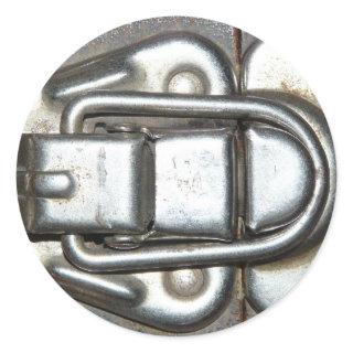 Metal Grunge Latch Classic Round Sticker