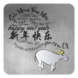 Metal Vietnamese Chinese Ox Lunar New Year 2021 Sq Square Sticker