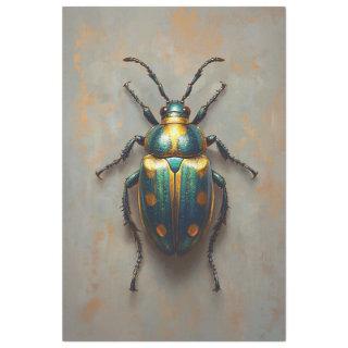 Metallic Beetle Emerald Green and Gold Decoupage Tissue Paper