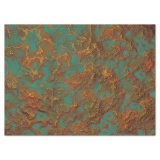 Metallic Copper Patina Rock Surface Texture Design Tissue Paper