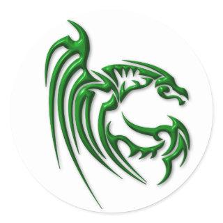 Metallic Dark Green Dragon Classic Round Sticker