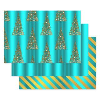 Metallic Gold and Aqua Christmas  Sheets