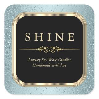 Metallic Gold and Blue Labels Square