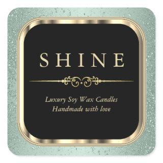 Metallic Gold and Mint Green Labels Square