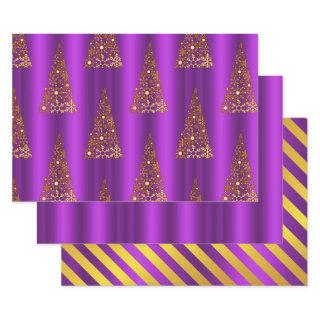 Metallic Gold and Purple Christmas  Sheets