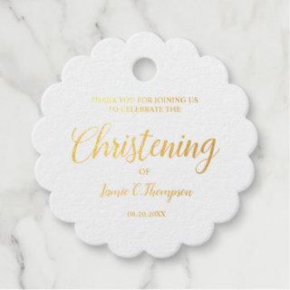 Metallic Gold Christening Baby Thank you Gift Foil Favor Tags