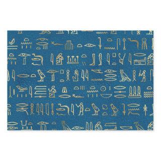Metallic Gold Egyptian Hieroglyphs on Blue  Sheets