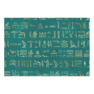 Metallic Gold Egyptian Hieroglyphs on Green  Sheets