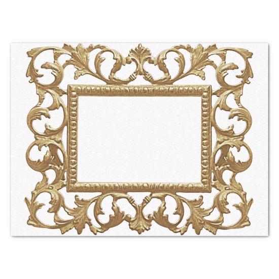 Metallic Gold Ornate Acanthus Leaf Vintage Frame  Tissue Paper