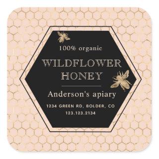 Metallic Gold Queen Bee Honey Jar Label