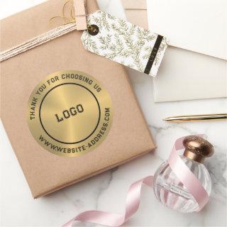 Metallic Gold Texture Custom Text Classic Round Sticker