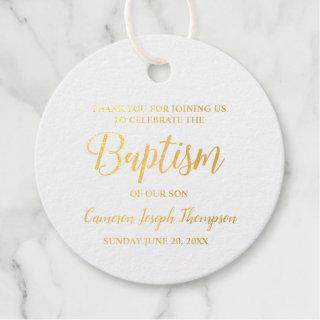 Metallic real Gold Baptism Baby boy Thank you Foil Favor Tags
