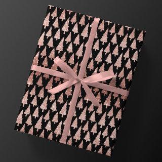 Metallic Rose Gold Christmas Trees on Black Gift