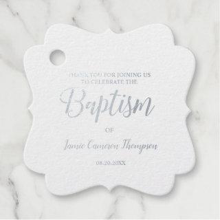 Metallic Silver Baptism Baby Thank you Gift Foil Favor Tags