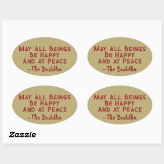 Metta Prayer May All Beings Be Happy and at Peace Oval Sticker