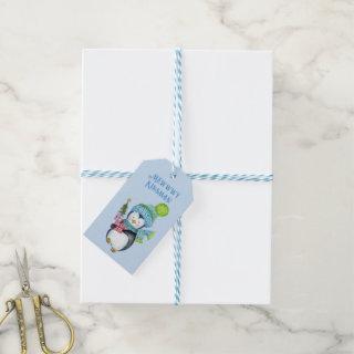 Mewwwy Kissmas Festive Penguin Carrying Gifts Gift Tags