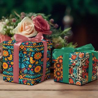 Mexican bird and flower pattern