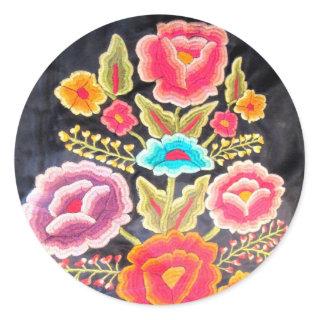 Mexican Embroidery design Classic Round Sticker