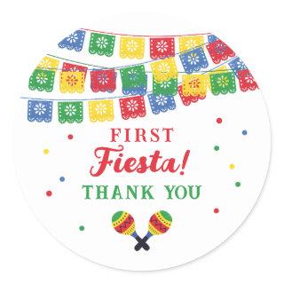 Mexican Fiesta Theme First Birthday Invitation Classic Round Sticker