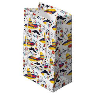 Mexican Folk Art Pattern Sombreros, Mustaches Small Gift Bag