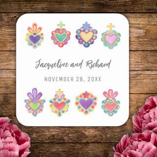 Mexican sacred heart Gift Square Sticker