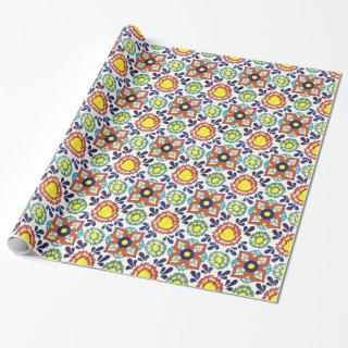 Mexican Talavera tile (red, green, yellow, blue)