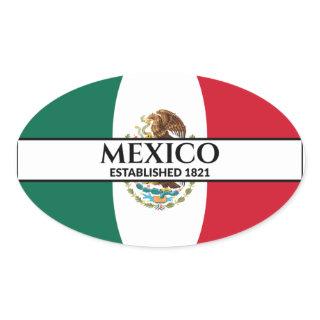 Mexico Established 1821 Mexican National Flag Oval Sticker