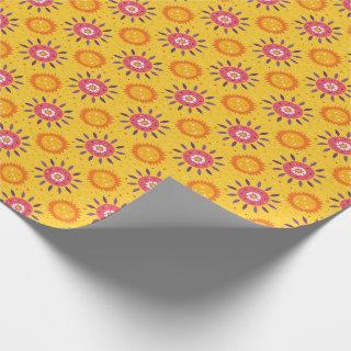 Mexico Pink Yellow Sunflowers Floral Pattern