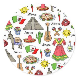 Mexico | Symbols Pattern Classic Round Sticker