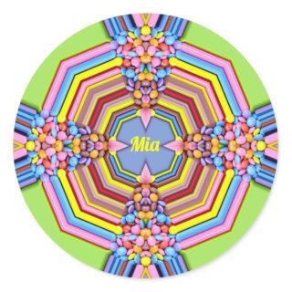 MIA EASTER ~ WOW! Multicolored Candy Easter Giving Classic Round Sticker