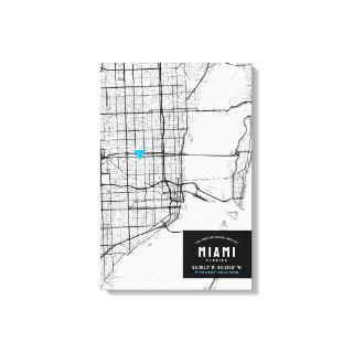 Miami City Map + Mark Your Location  Canvas Print