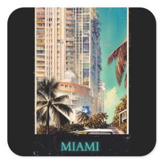 Miami vintage poster By CallisC Square Sticker