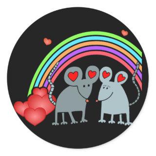 Mice in Love Valentines Classic Round Sticker