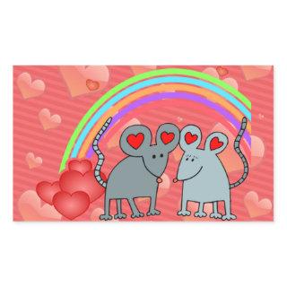 Mice in Love Valentines Rectangular Sticker