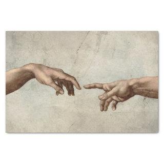 Michaelangelo hands creation adam god tissue paper