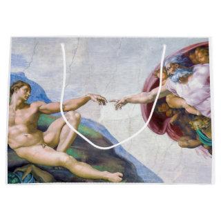 Michelangelo - Creation of Adam Isolated Large Gift Bag