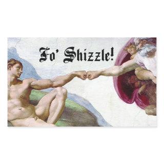 Michelangelo Creation Of Man Fist Bump Fo Shizzle Rectangular Sticker