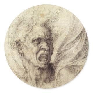 Michelangelo's Damned Soul, Head of a Man Classic Round Sticker