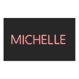Michelle name in glowing neon lights novelty rectangular sticker