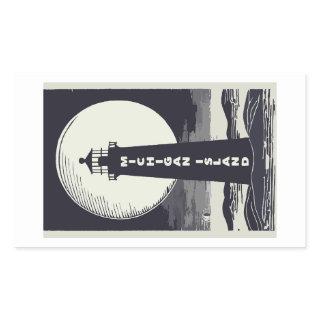 Michigan Island Lighthouse Moon Rectangular Sticker