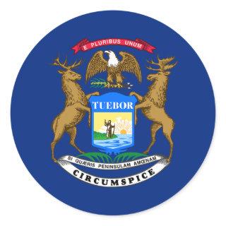 Michigan State Flag Classic Round Sticker