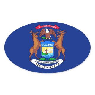 Michigan State Flag Design Oval Sticker