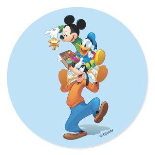 Mickey And Friends | Mickey Decorating The Tree Classic Round Sticker
