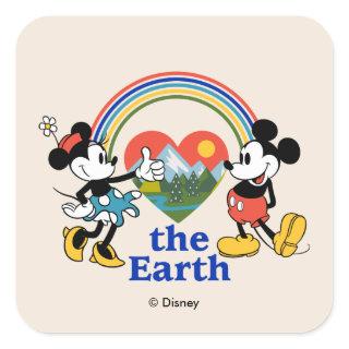 Mickey and Minnie | Love the Earth Square Sticker