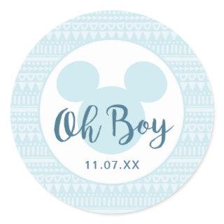 Mickey | Blue Aztec Baby Shower Classic Round Sticker